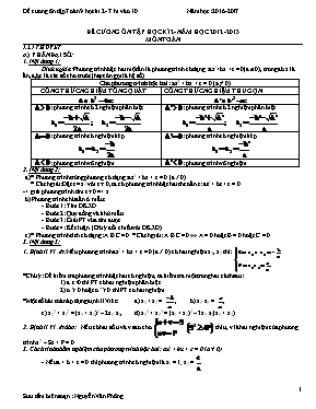 Đề cương ôn tập học kì 2 - Năm học 2012 - 2013 môn Toán